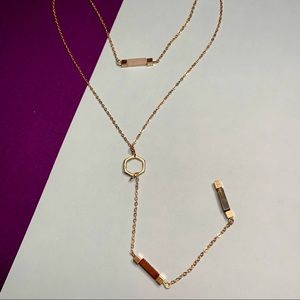 Colorful Crystal Pendant Long Layered Gold Tone Chain Necklace Set